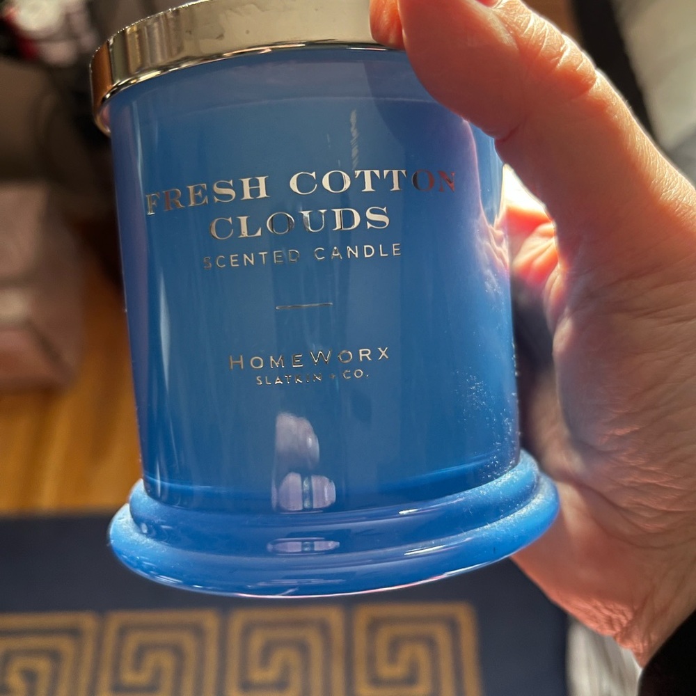 HomeWorx Blue Fresh Cotton Clouds Scented Candle